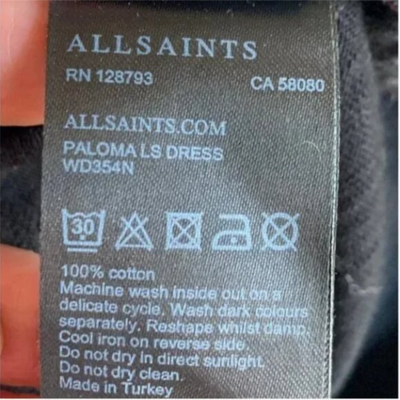 AllSaints Paloma LS Black Twist Dress Size XS - Picture 9 of 9